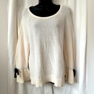 Loft 100% Cotton Knit Womens Sz L Butterfly Cuff Sweater Super Soft